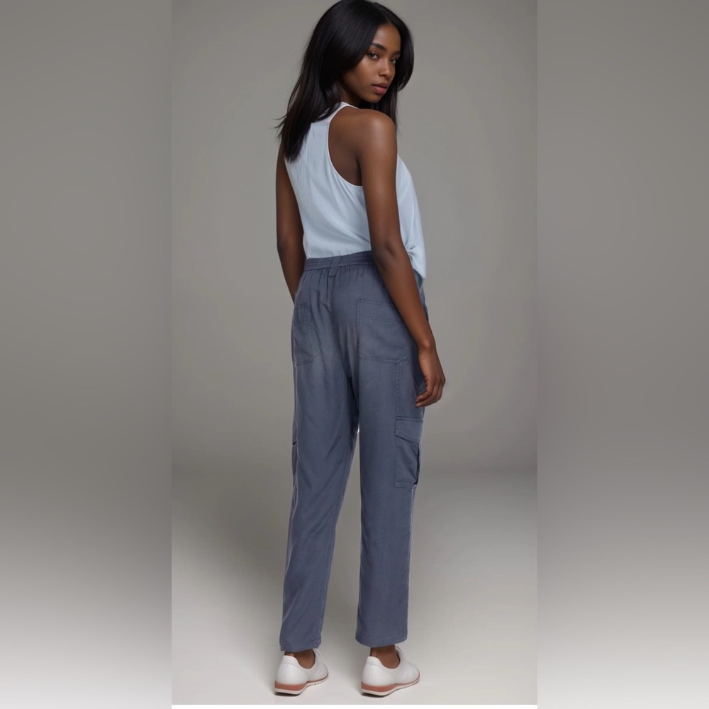 Johnny Was Slate Blue Relaxed Cargo Lyocell Pants Small - Picture 4 of 10